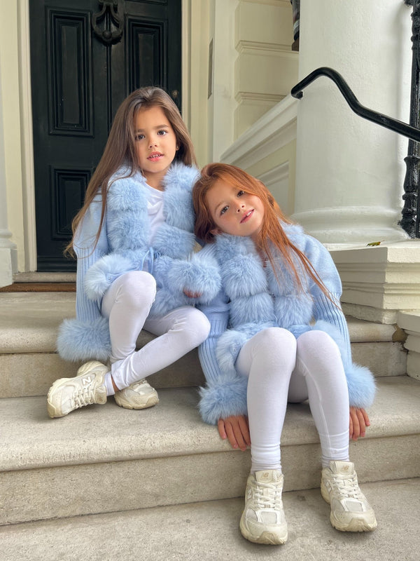 Kids Baby Blue Premium Faux Fur Cardigan - H&L