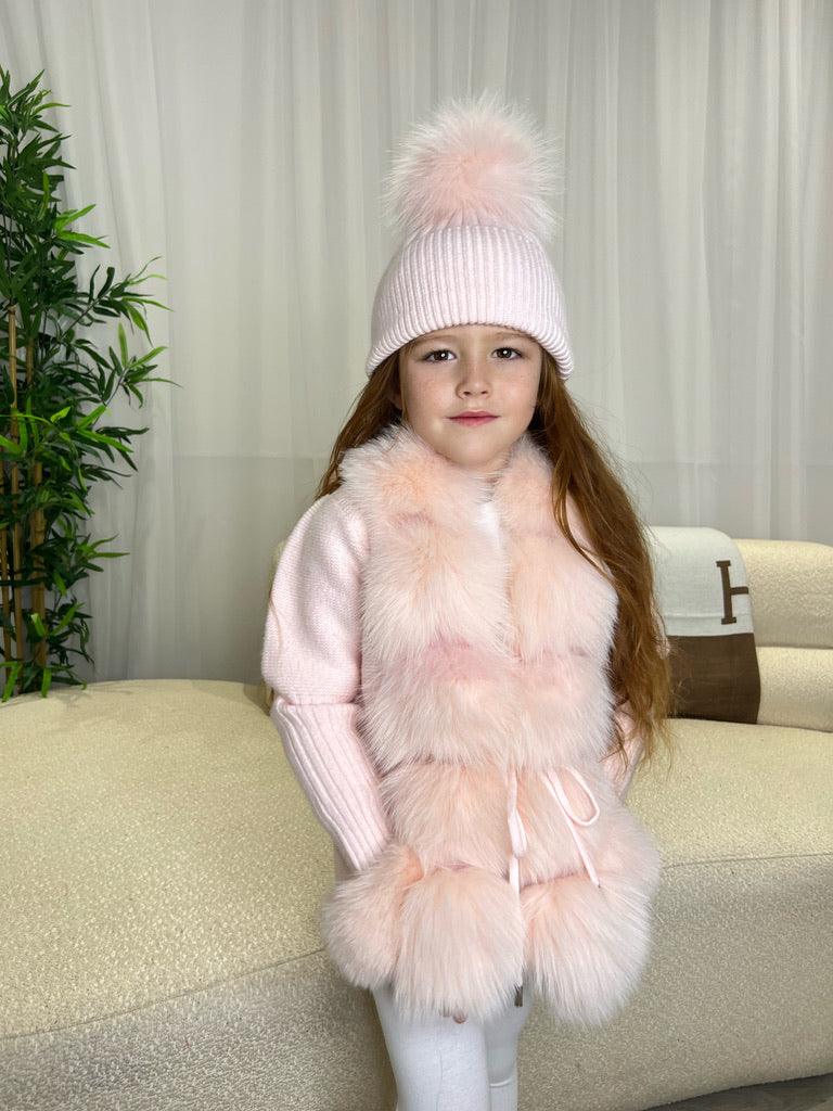 Kids Baby Pink Luxury Fur Cardigan - H&L