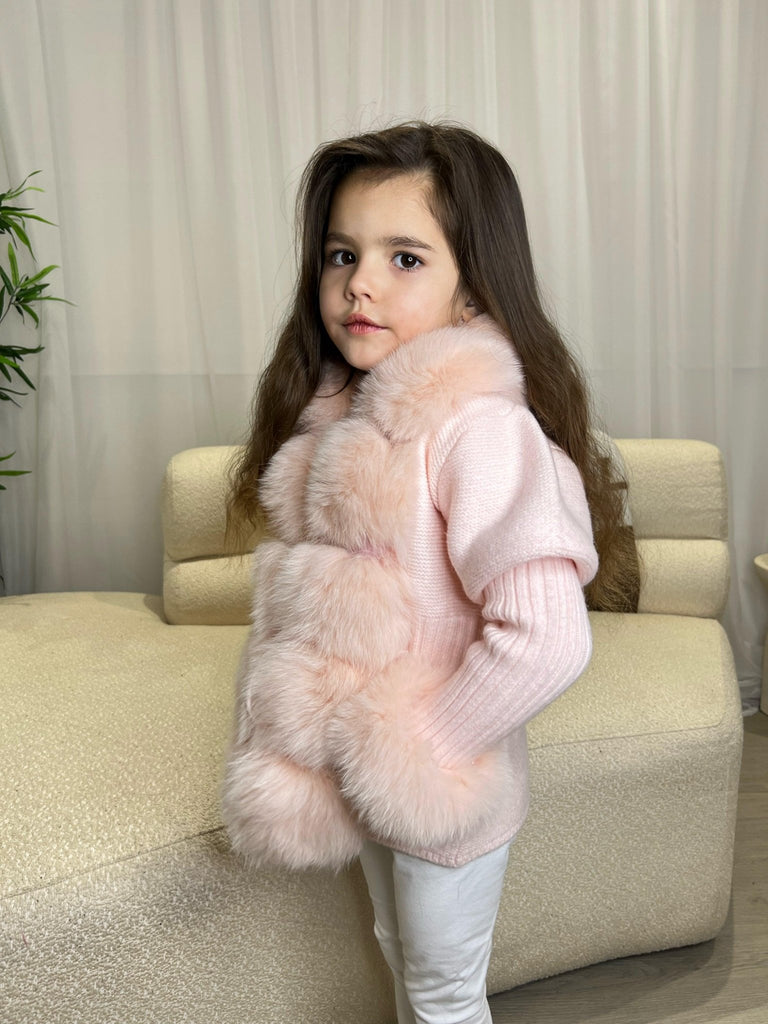 Kids Baby Pink Luxury Fur Cardigan - H&L