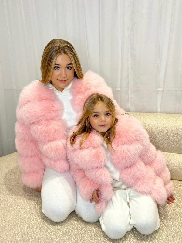 Kids Baby Pink Luxury Fur Coat - H&L