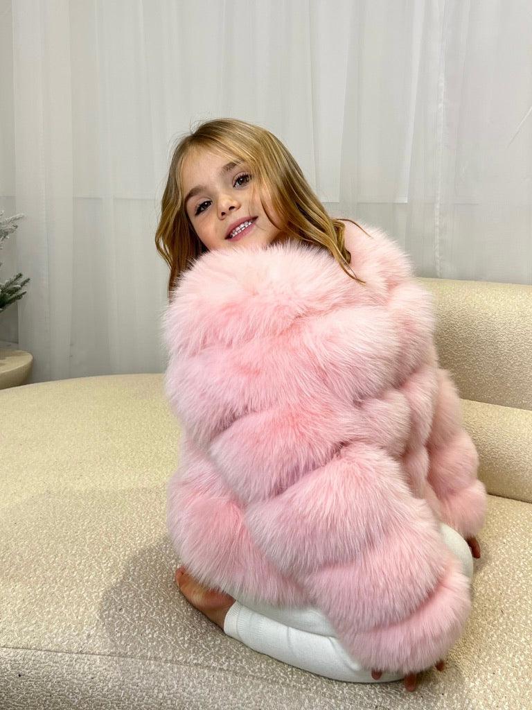 Childrens Baby Pink Luxury Fur Coat1
