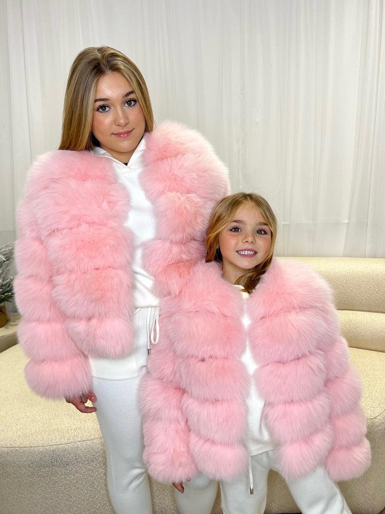 Kids Baby Pink Luxury Fur Coat - H&L