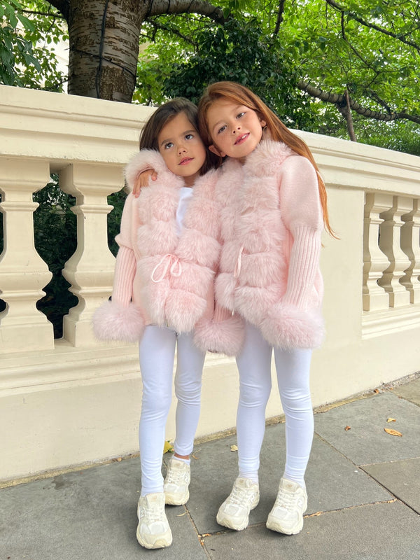 Kids Baby Pink Premium Faux Fur Cardigan - H&L