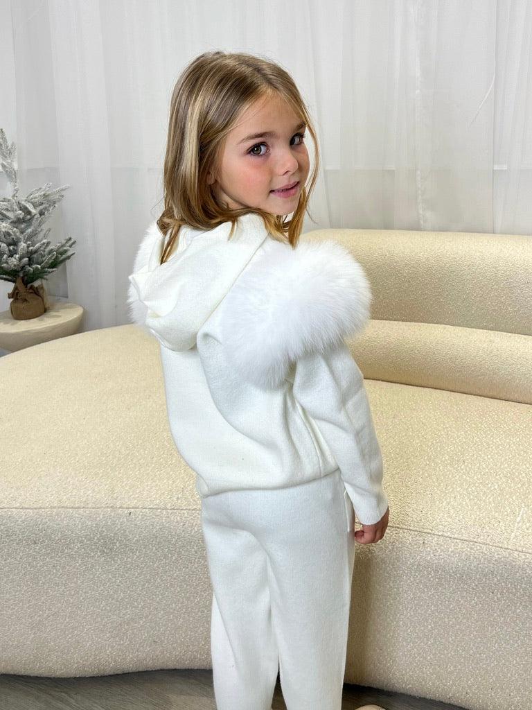 Kids Cream Luxury Fur Tracksuit - H&L