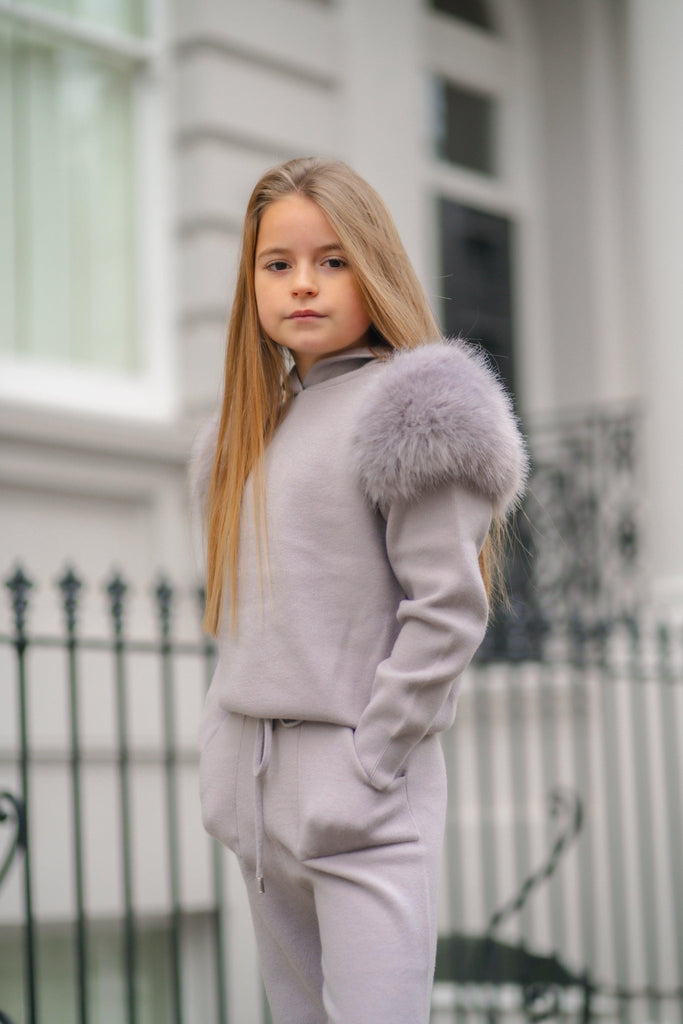 Kids Grey Premium Faux Fur Loungewear Set - H&L