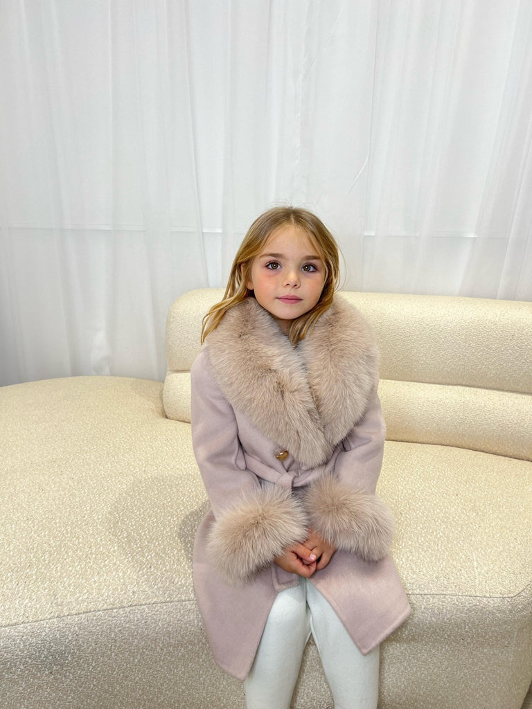 Kids Latte Luxury Fur Cashmere Coat - H&L