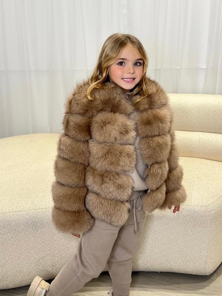Childrens Tan Luxury Fur Coat – H&L
