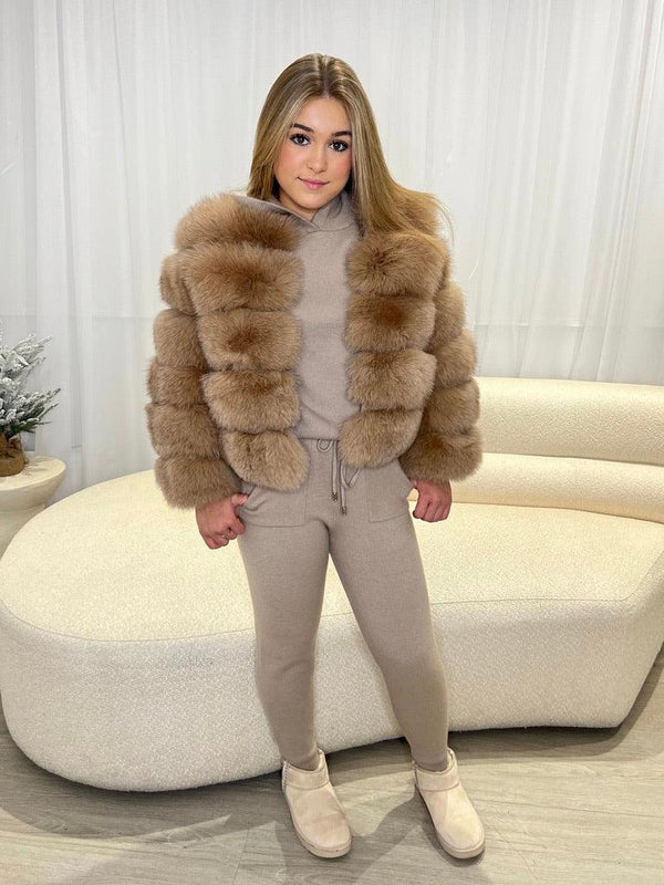 Kids Tan Luxury Fur Coat - H&L