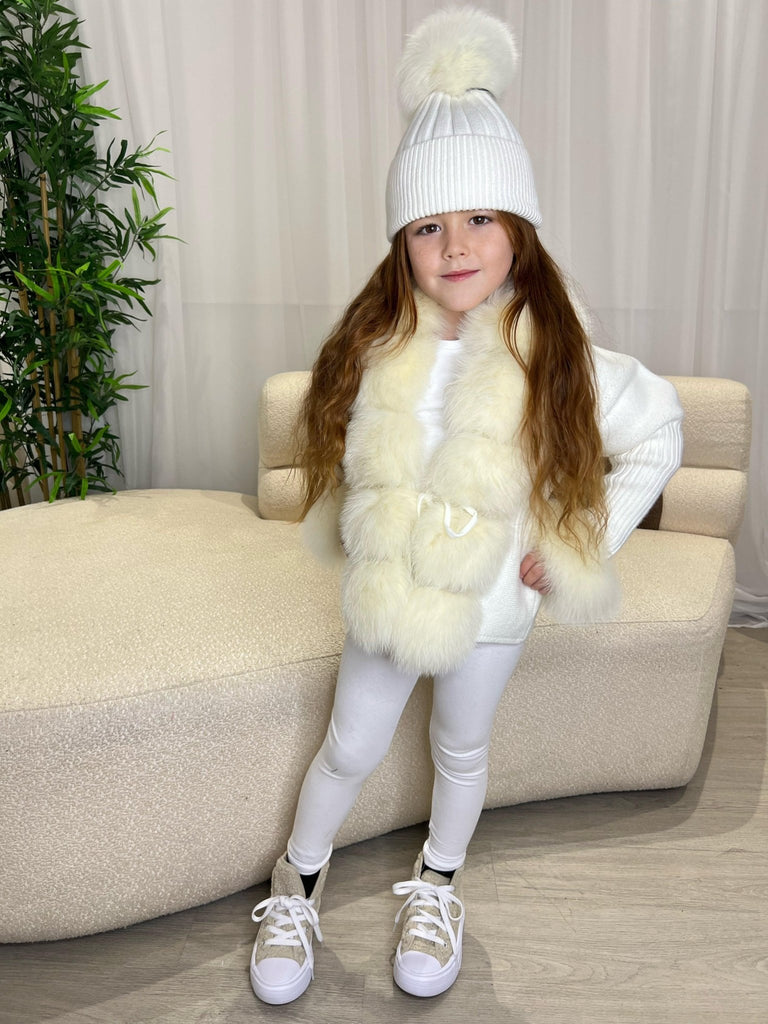 Kids White Luxury Fur Cardigan - H&L
