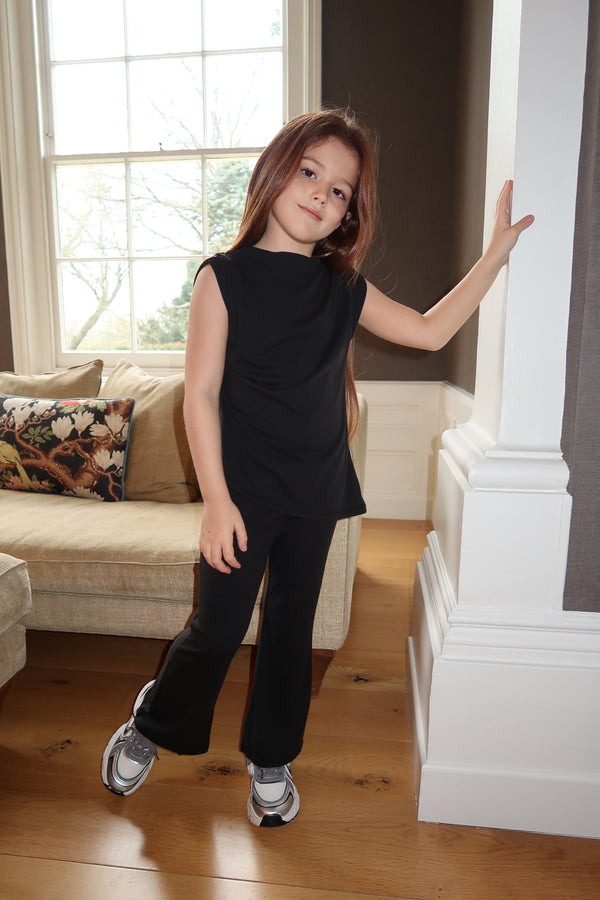 Lauren Goodger & Larose Childrens Black High Waisted Wide Leg Trouser - H&L