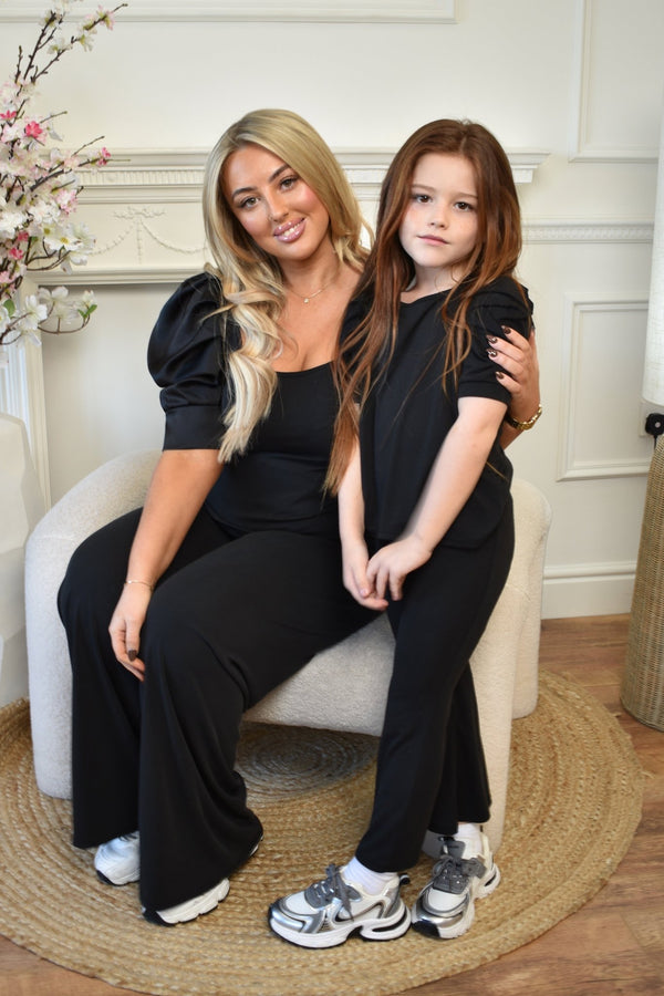 Lauren Goodger & Larose Childrens Black Puff Sleeve Top - H&L