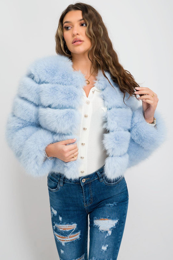 Light Blue Premium Faux Fur Jacket - H&L