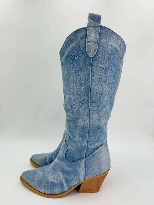 Light Denim Cowboy Boots - H&L
