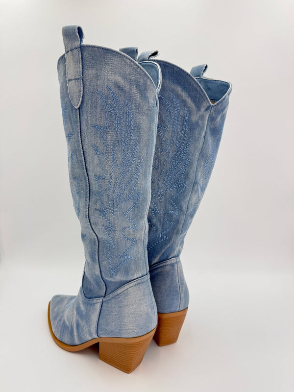 Light Denim Cowboy Boots - H&L