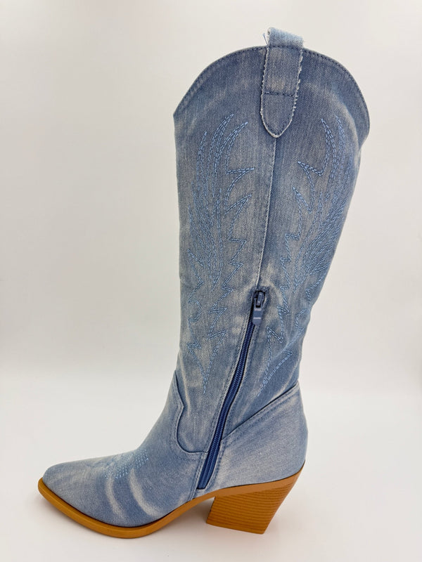 Light Denim Cowboy Boots - H&L