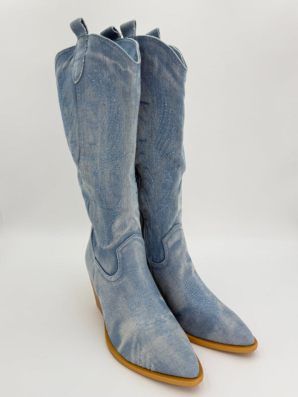 Light Denim Cowboy Boots - H&L