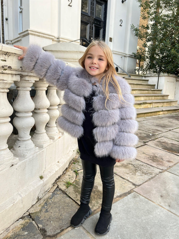 Light Grey Kids Faux Fur Coat - H&L