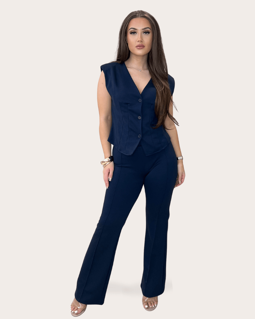 Navy Waistcoat & Boot Cut Trouser Co Ord - H&L