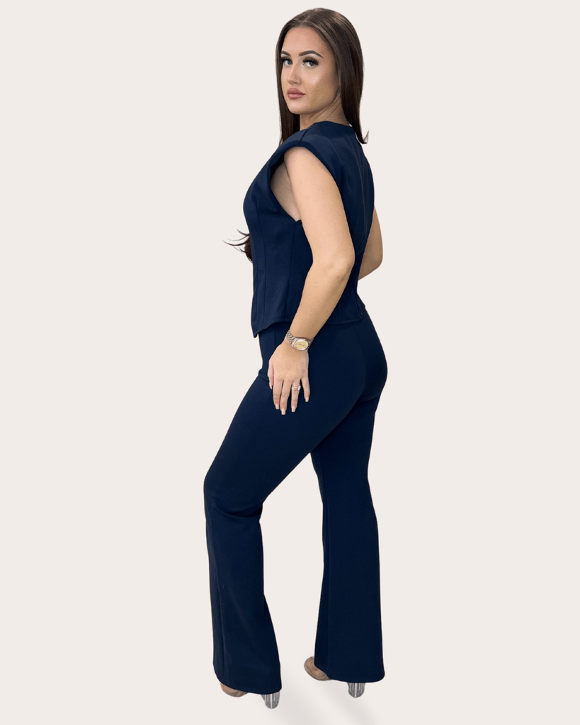 Navy Waistcoat & Boot Cut Trouser Co Ord - H&L