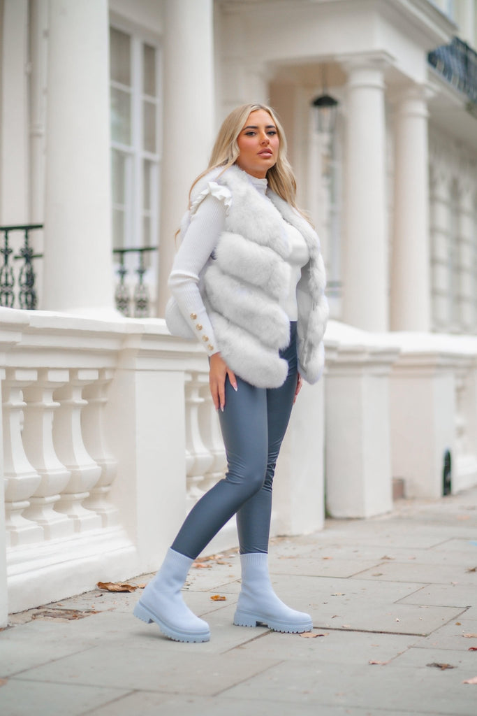 Off White Luxury Fur 4 Row Gilet - H&L