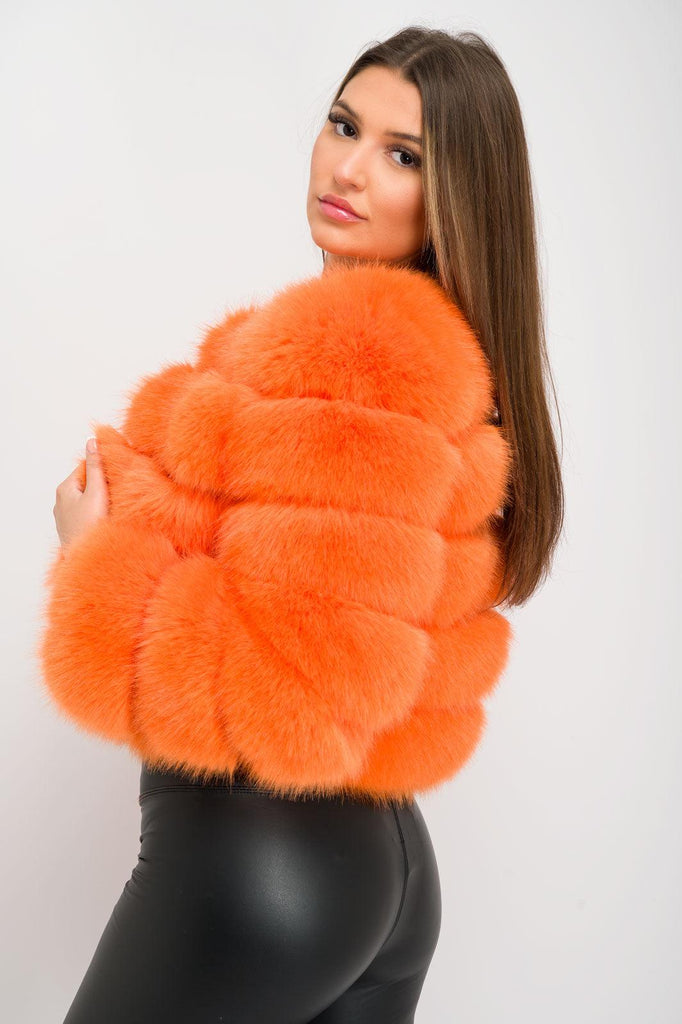 Orange Premium Faux Fur Jacket - H&L