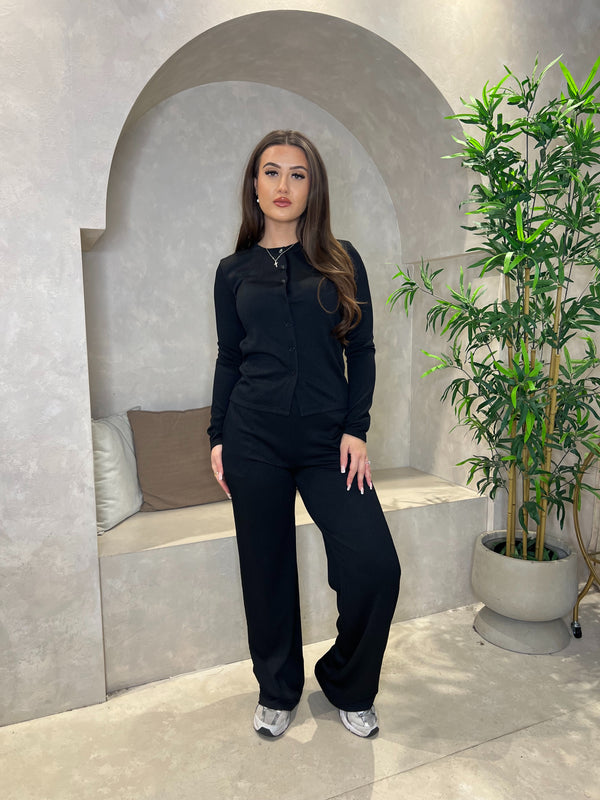 Collarless Shirt And Wide Leg Trouser Co Ord