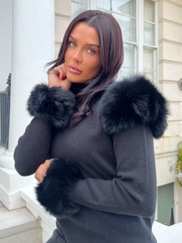 Black Snap Band Luxury Fur Cuffs