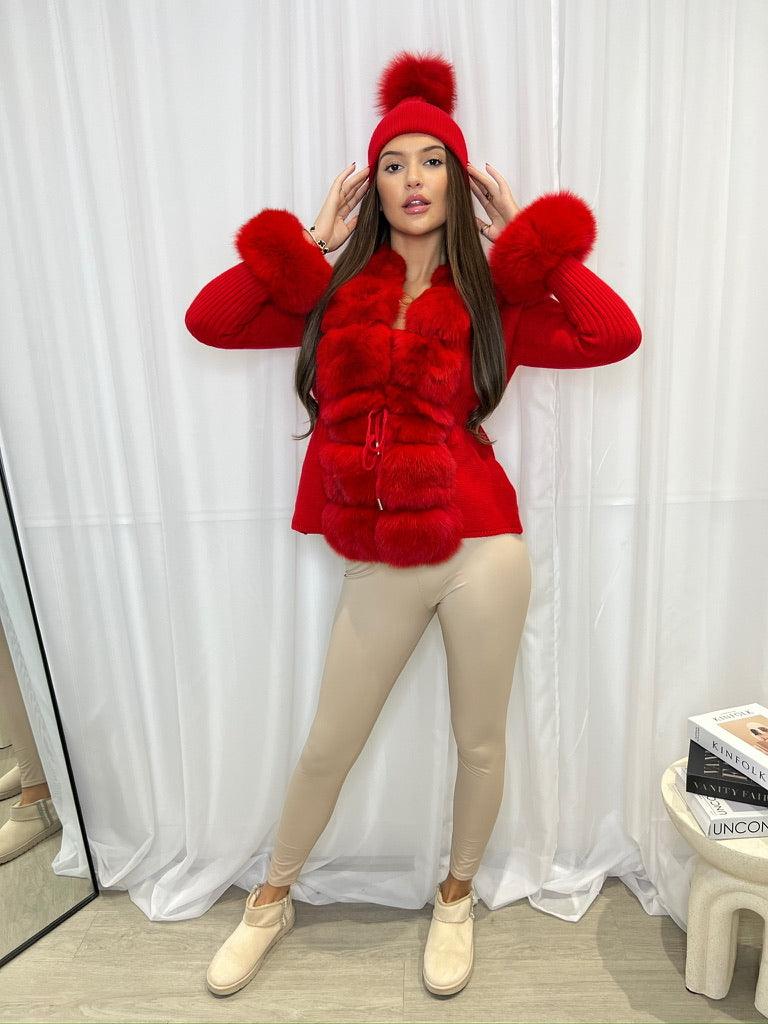 Red Luxury Fur Cardigan - H&L
