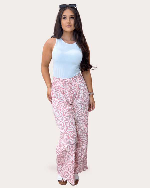 Small Swirl Print Plisse Drawstring Trouser - H&L