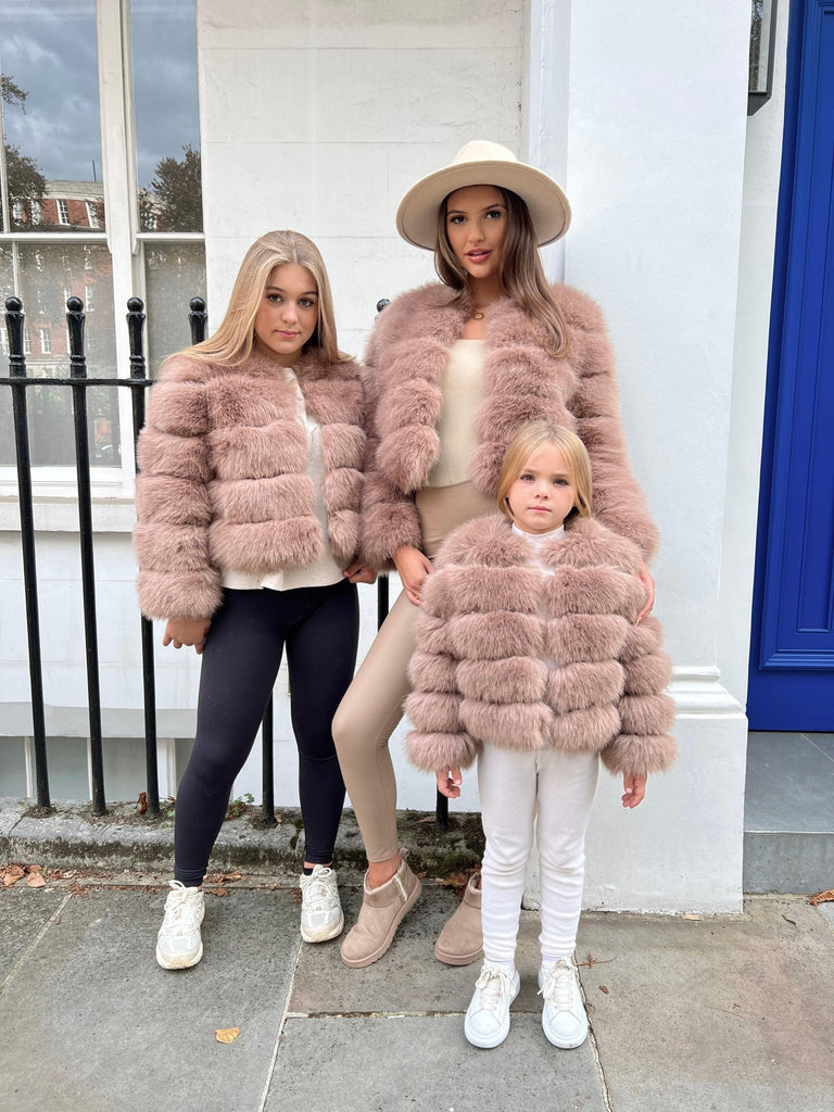Taupe Kids Faux Fur Coat - H&L