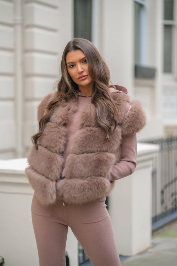 Taupe Premium Faux Fur Gilet - H&L