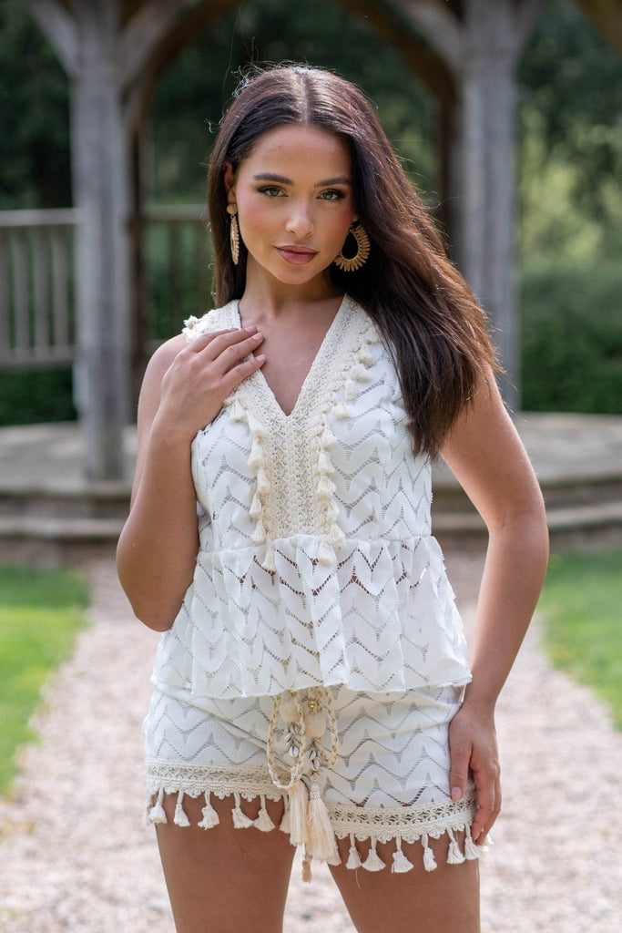 White Boho Tassel Short - H&L