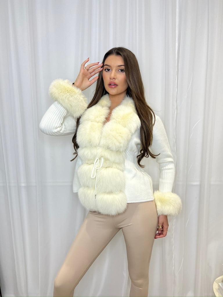 White Luxury Fur Cardigan - H&L
