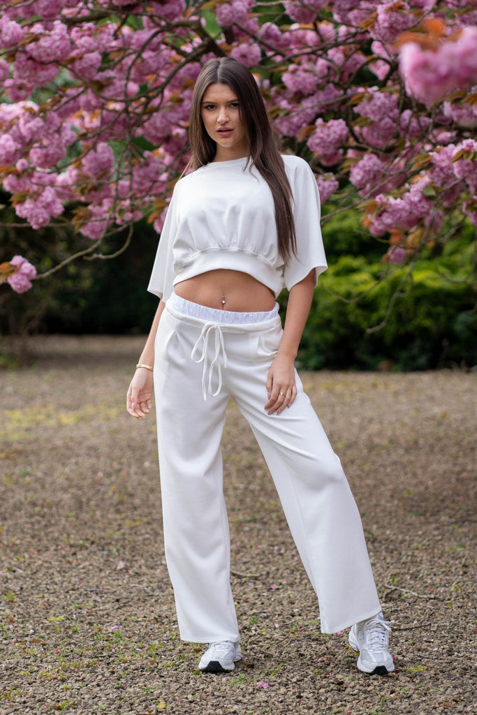 White Round Neck Cropped Top - H&L
