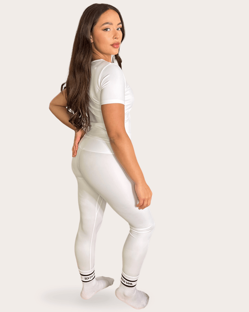 White T-Shirt And Legging Athleisure Set - H&L