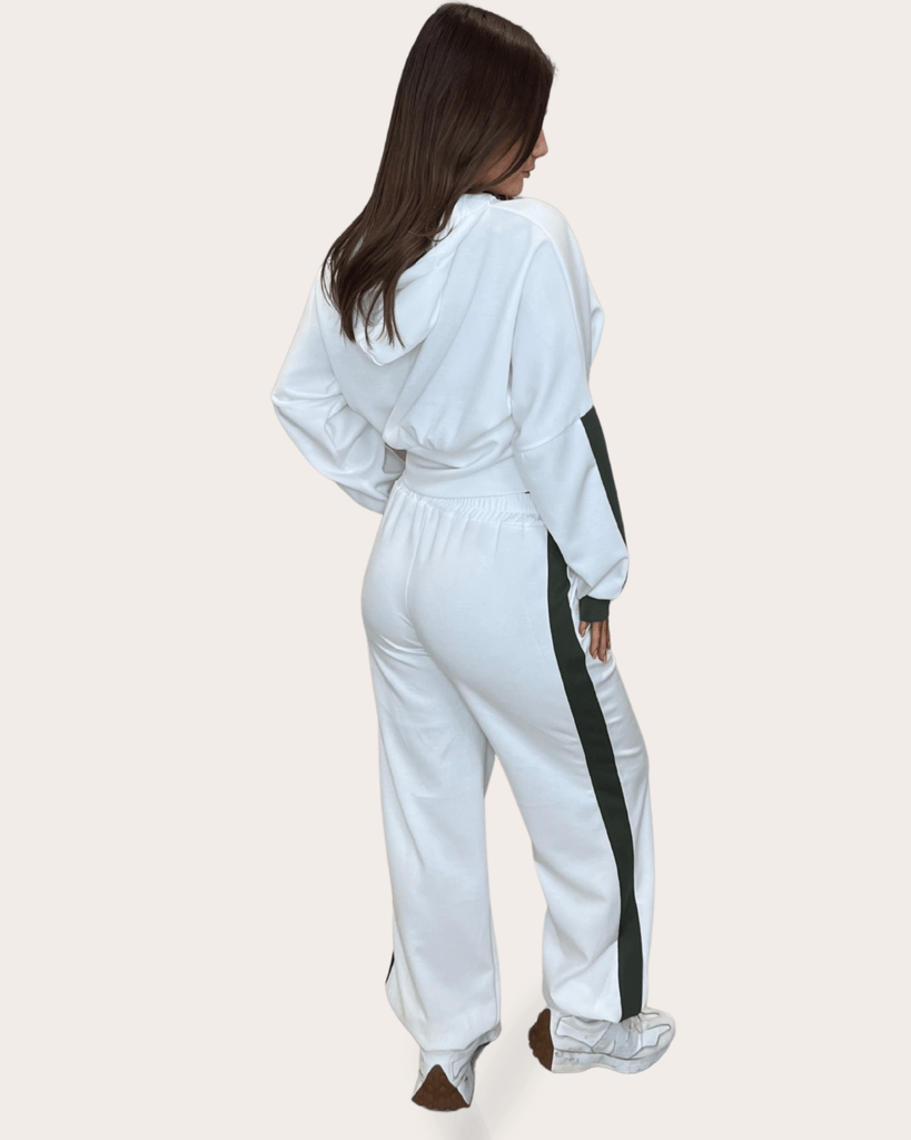 White/Khaki Striped Leg Jogging Bottoms - H&L