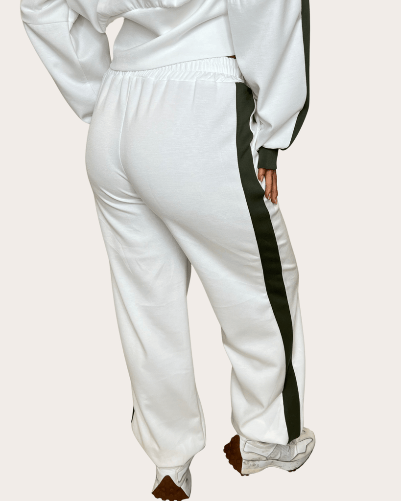White/Khaki Striped Leg Jogging Bottoms - H&L
