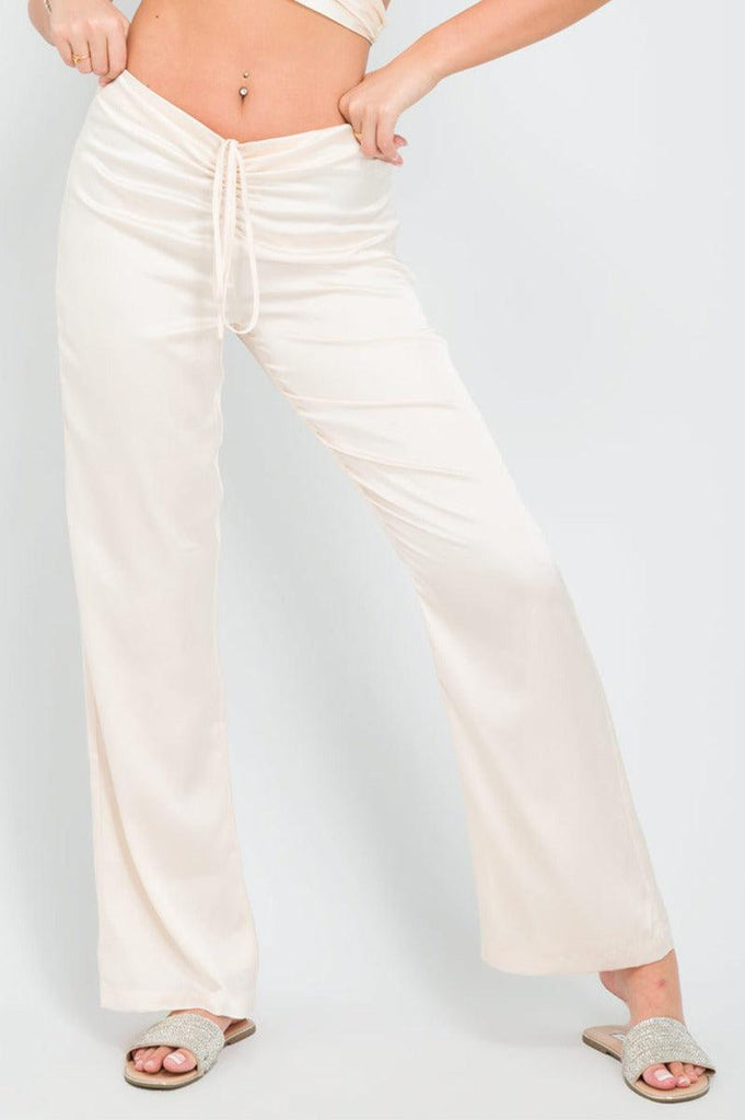 The Alexa Satin Ruched Trousers